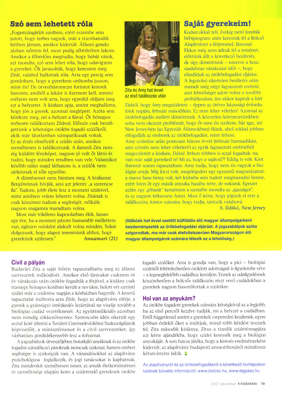 Budav�ri Zita - B�lcs� Alap�tv�ny - A nem v�rt bab�k b�lcs�je - �r�kbefogad�s