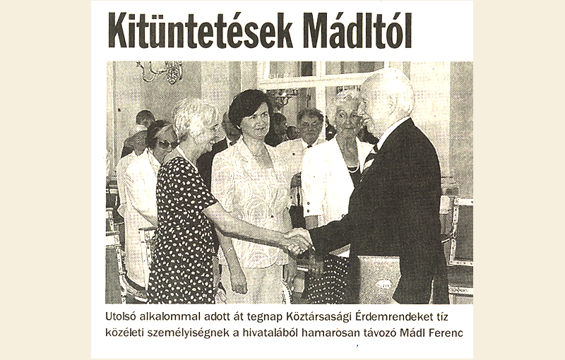 Budav�ri Zita - Kit�ntet�s M�dl Ferenct�l