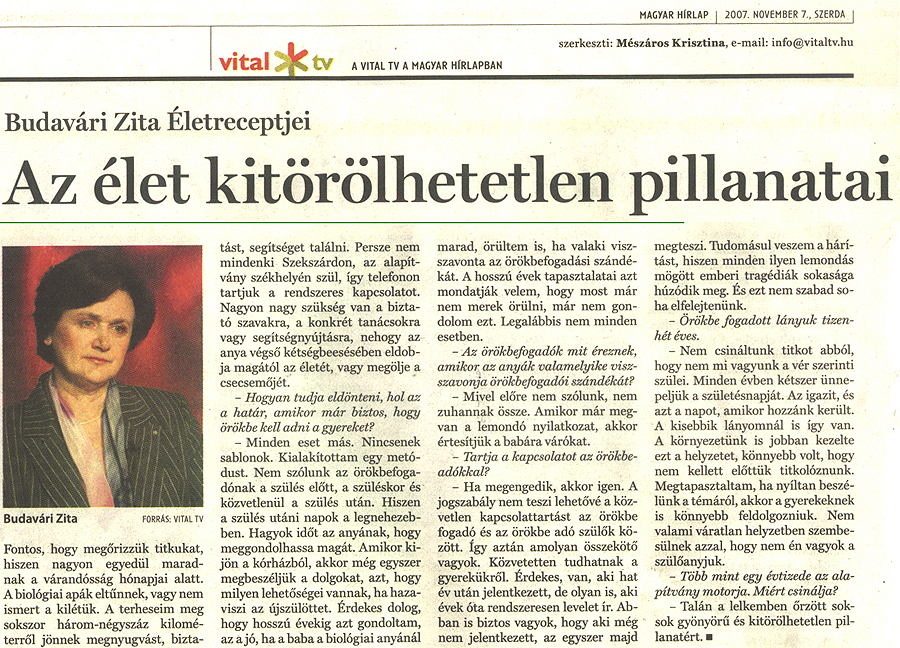 Budav�ri Zita - �r�kbefogad�s -  B�lcs� Alap�tv�ny